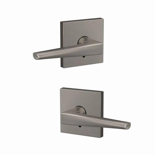 Schlage Custom Eller Lever With Collins Rosette Non Turning Double Dummy Pair Satin Nickel
