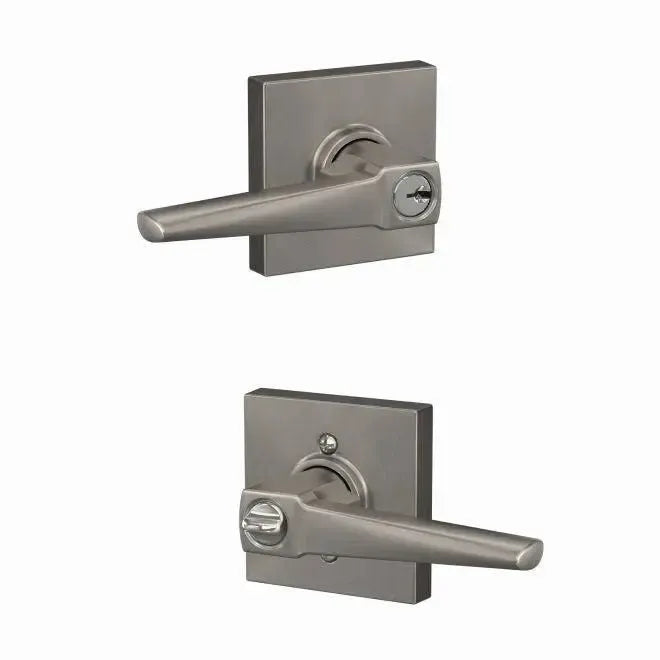 Schlage Custom Eller Lever with Collins Rosette in Satin Nickel finish