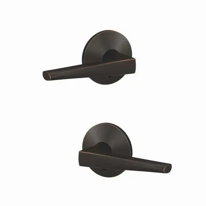 Schlage Custom Eller Lever with Kinsler Rosette in Aged Bronze finish