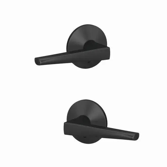Schlage Custom Eller Lever with Kinsler Rosette in Flat Black finish
