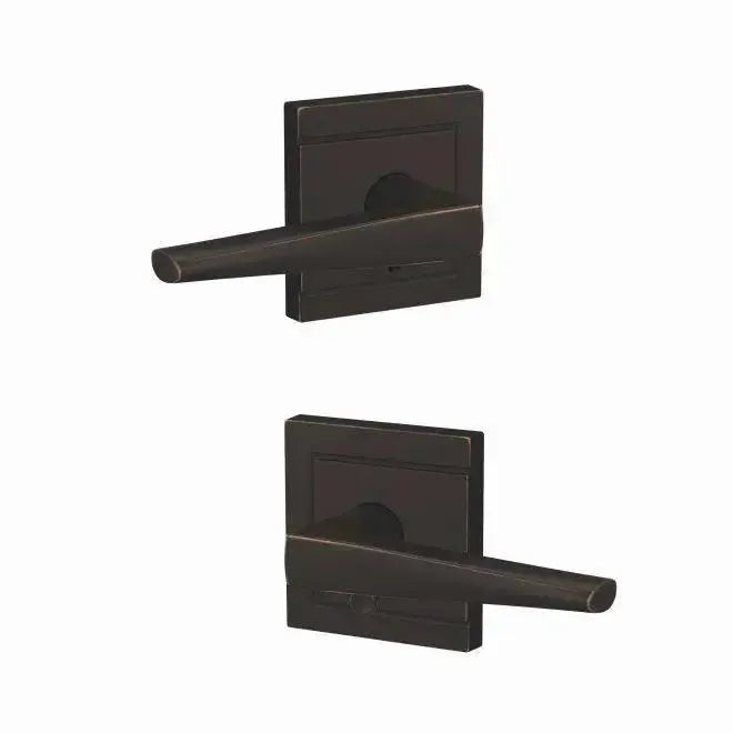 Schlage Custom Eller Lever with Upland Rosette in Aged Bronze finish