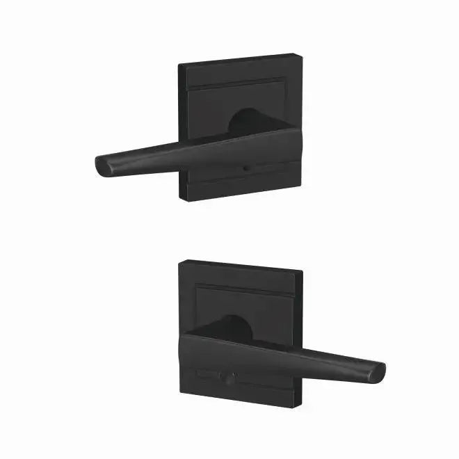 Schlage Custom Eller Lever with Upland Rosette in Flat Black finish
