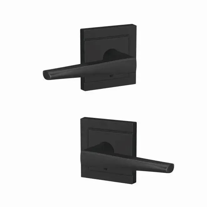 Schlage Custom Eller Lever with Upland Rosette in Flat Black finish