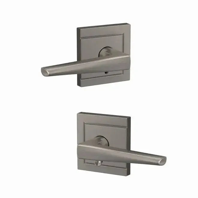 Schlage Custom Eller Lever with Upland Rosette in Satin Nickel finish