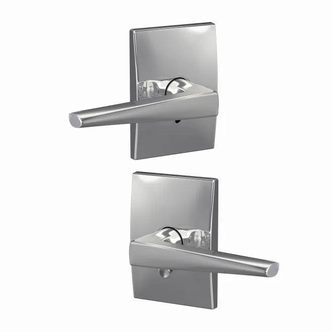 Schlage Custom Eller Passage and Privacy Lever With Century Rosette Bright Chrome
