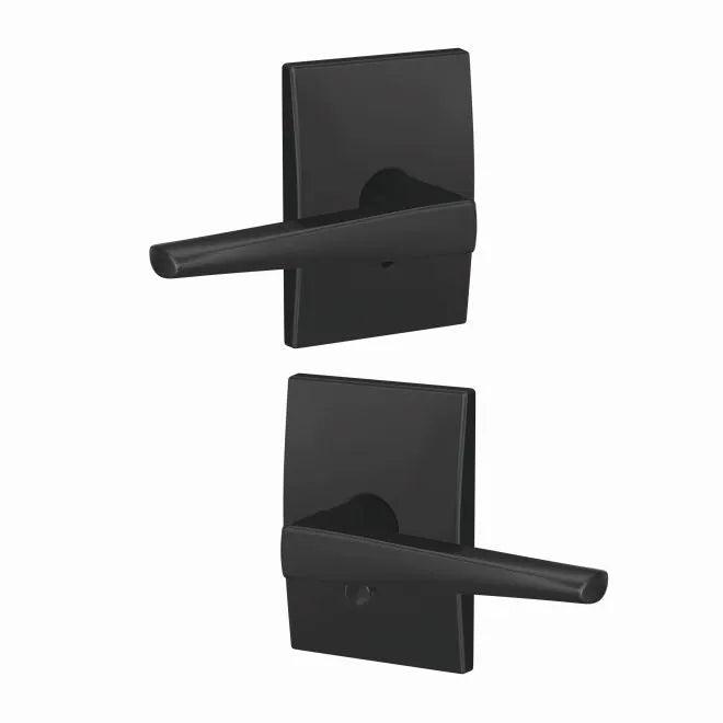 Schlage Custom Eller Passage and Privacy Lever With Century Rosette Flat Black