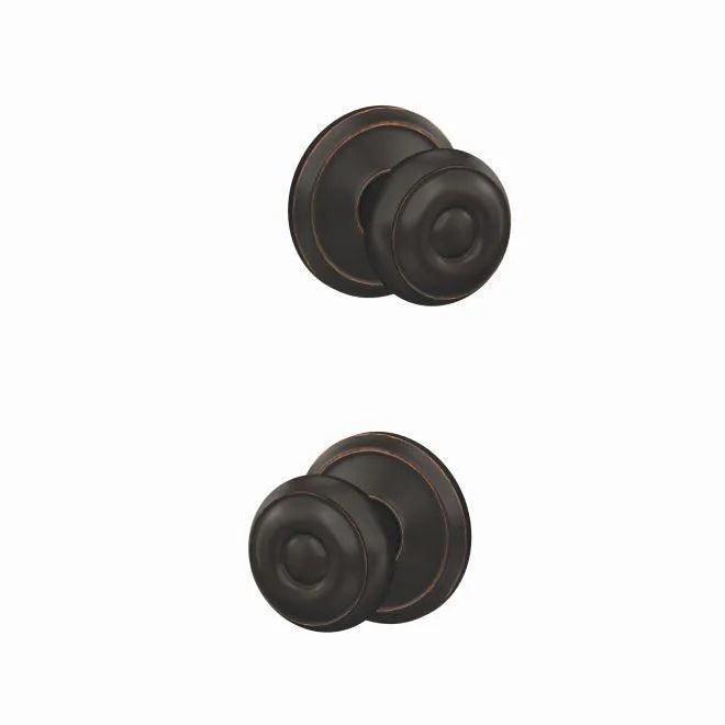 Schlage Custom Georgian Passage and Privacy Knob With Alden Rosette Aged Bronze
