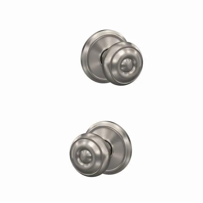 Schlage Custom Georgian Passage and Privacy Knob With Alden Rosette Satin Nickel
