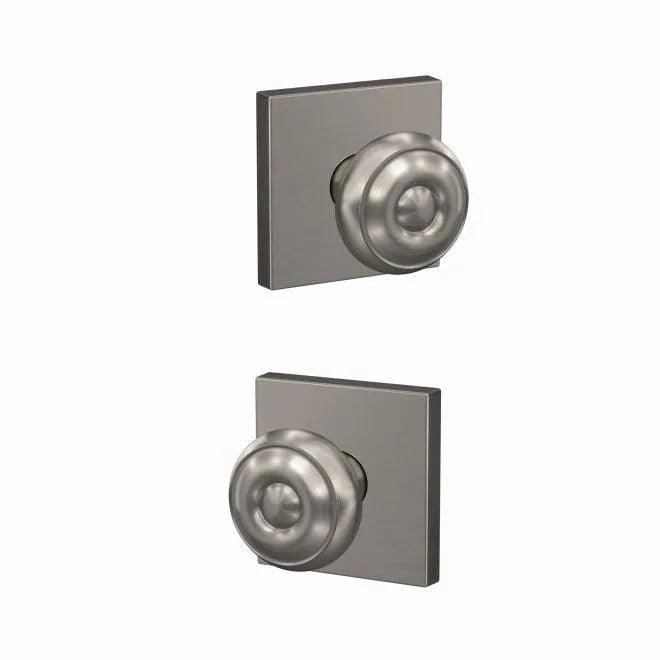 Schlage Custom Georgian Passage and Privacy Knob With Collins Rosette Satin Nickel