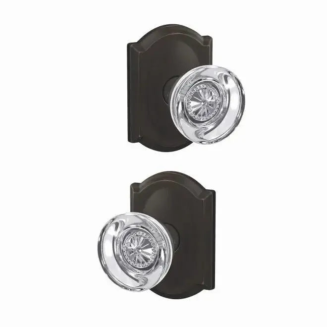 Schlage Custom Hobson Knob with Camelot Rosette Aged Bronze