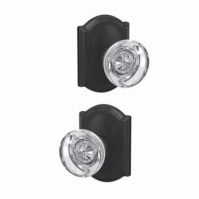 Schlage Custom Hobson Knob with Camelot Rosette Matte Black
