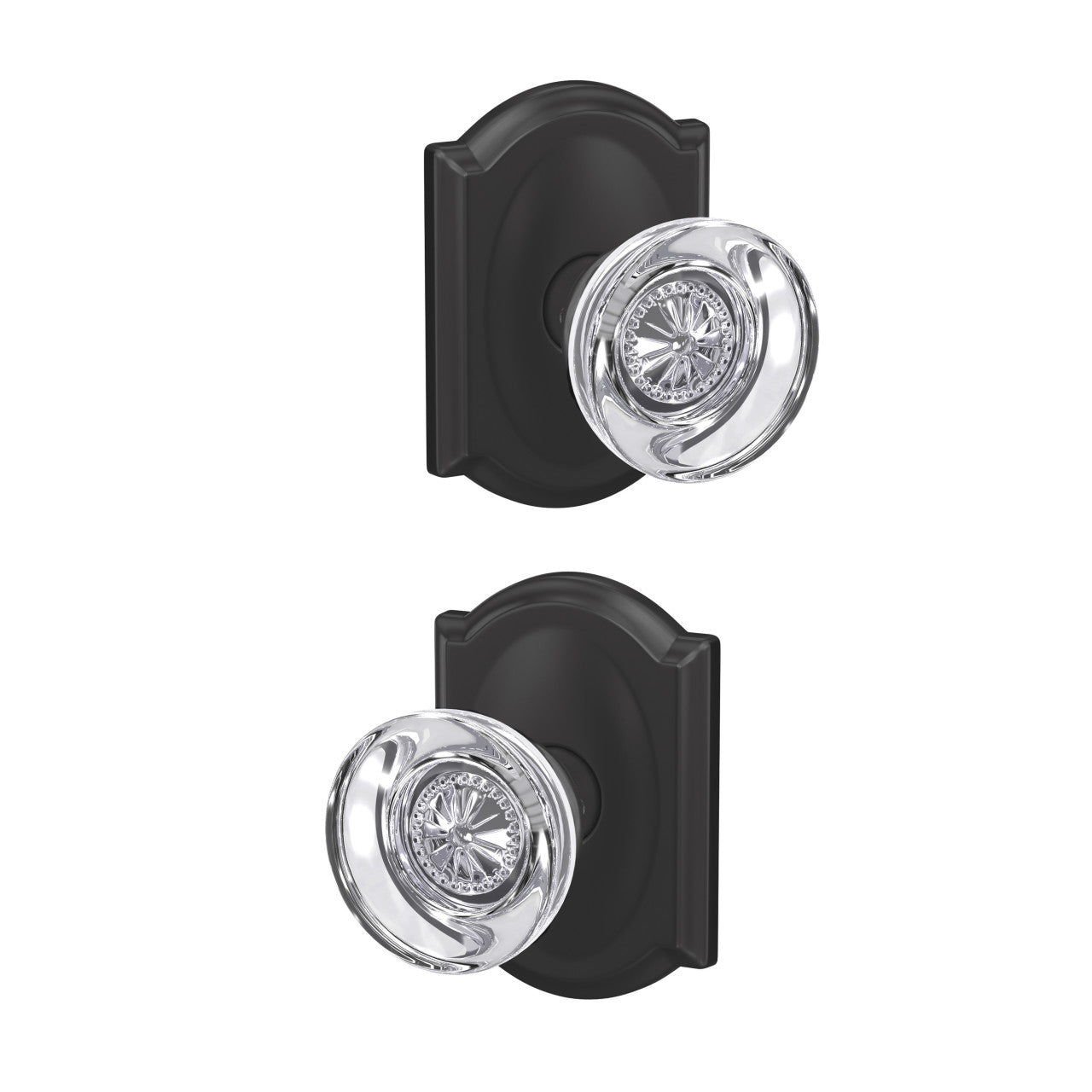 Schlage Custom Hobson Knob with Camelot Rosette Matte Black