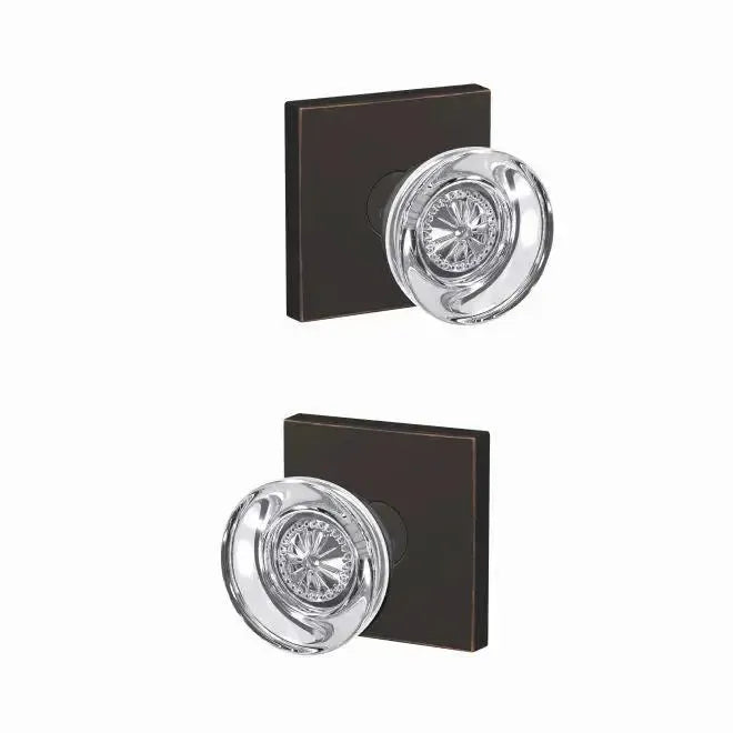 Schlage Custom Hobson Knobwith Collins Rosette Aged Bronze