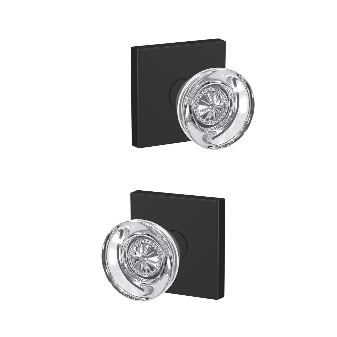 Schlage Custom Hobson Knobwith Collins Rosette Matte Black