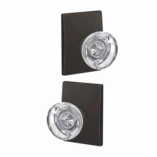 Schlage Custom Hobson Passage and Privacy Knob With Century Rosette Aged Bronze