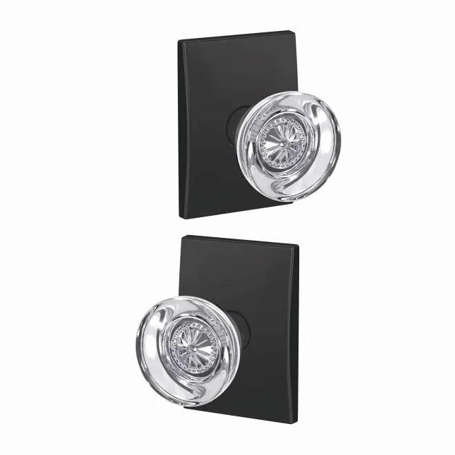 Schlage Custom Hobson Passage and Privacy Knob With Century Rosette Flat Black