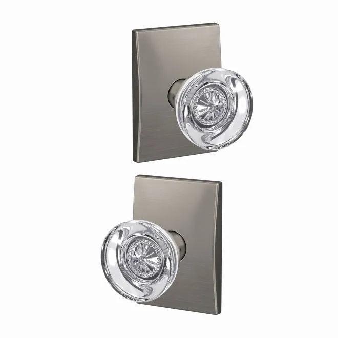 Schlage Custom Hobson Passage and Privacy Knob With Century Rosette Satin Nickel