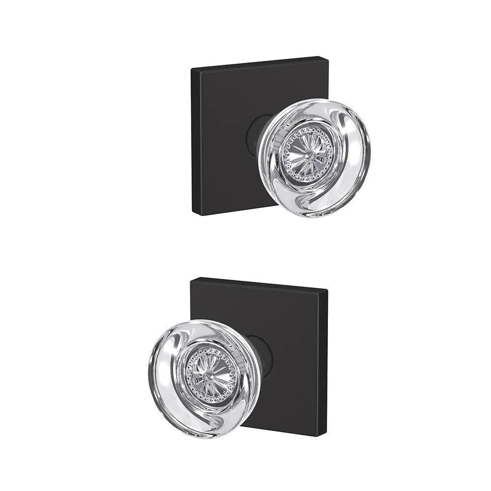 Schlage Custom Hobson Passage and Privacy Knob With Collins Rosette Flat Black