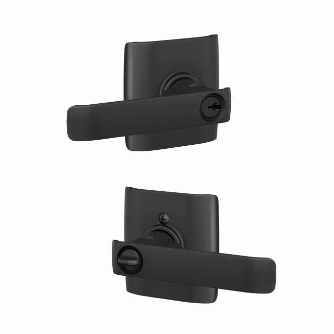 Schlage Custom Keyed Entry Clybourn Lever with Dalton Rosette Flat Black