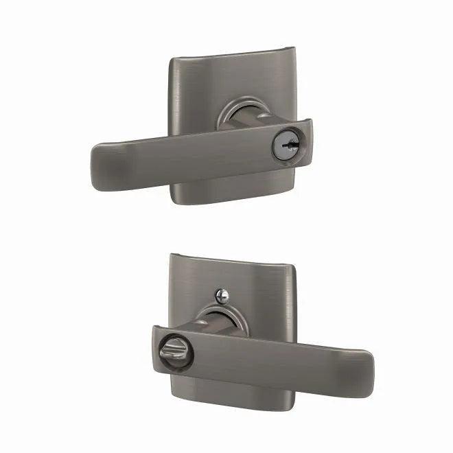 Schlage Custom Keyed Entry Clybourn Lever with Dalton Rosette Satin Nickel