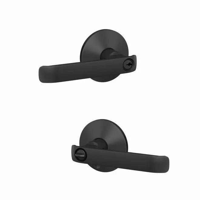 Schlage Custom Keyed Entry Clybourn Lever with Kinsler Rosette Flat Black