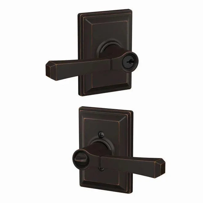 Schlage Custom Keyed Entry Rivington Lever with Grandville Rosette Aged Bronze