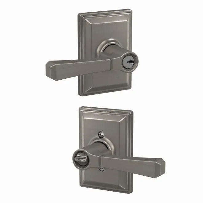 Schlage Custom Keyed Entry Rivington Lever with Grandville Rosette Satin Nickel