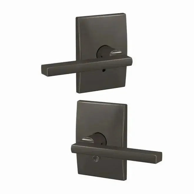 Schlage Custom Latitude Lever with Century Rosette in Black Stainless finish