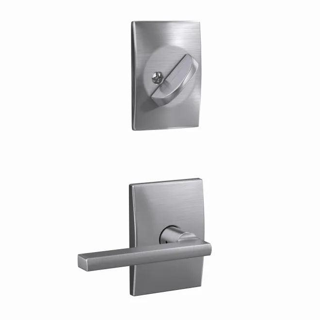 Schlage Custom Latitude Lever With Century Rosette Interior Active Trim- Exterior Handleset Sold Separately in Satin Chrome finish
