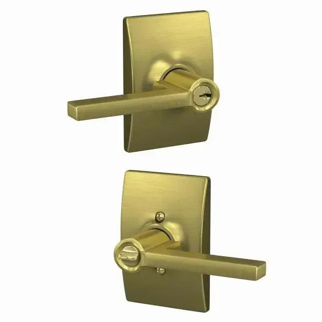 Schlage Custom Latitude Lever with Century Rosette in Satin Brass finish