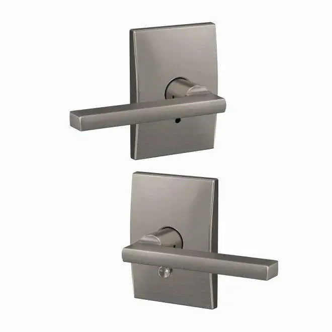 Schlage Custom Latitude Lever with Century Rosette in Satin Nickel finish