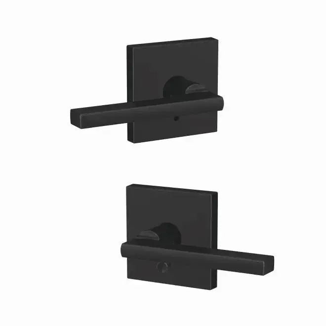 Schlage Custom Latitude Lever with Collins Rosette in Flat Black finish