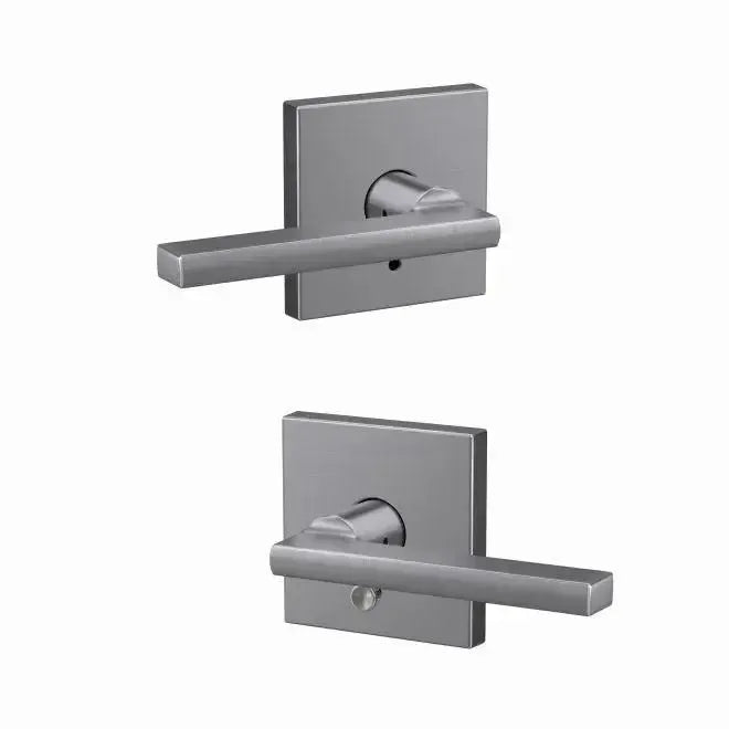 Schlage Custom Latitude Lever with Collins Rosette in Satin Chrome finish