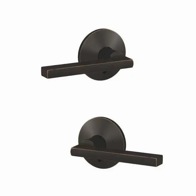 Schlage Custom Latitude Lever with Kinsler Rosette in Aged Bronze finish