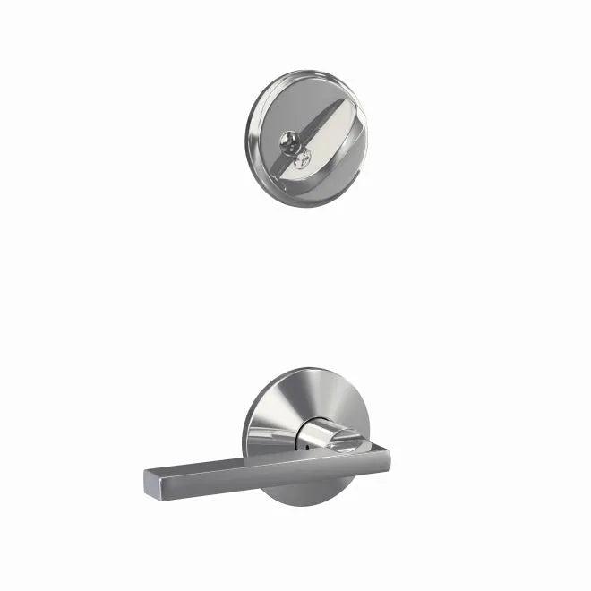 Schlage Custom Latitude Lever With Kinsler Rosette Interior Active Trim- Exterior Handleset Sold Separately in Bright Chrome finish