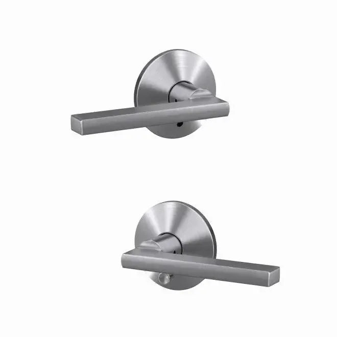Schlage Custom Latitude Lever with Kinsler Rosette in Satin Chrome finish