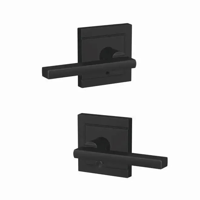 Schlage Custom Latitude Lever with Upland Rosette in Flat Black finish