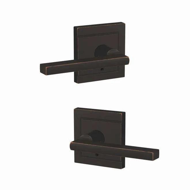 Schlage Custom Latitude Lever With Upland Rosette Non Turning Double Dummy Pair Aged Bronze