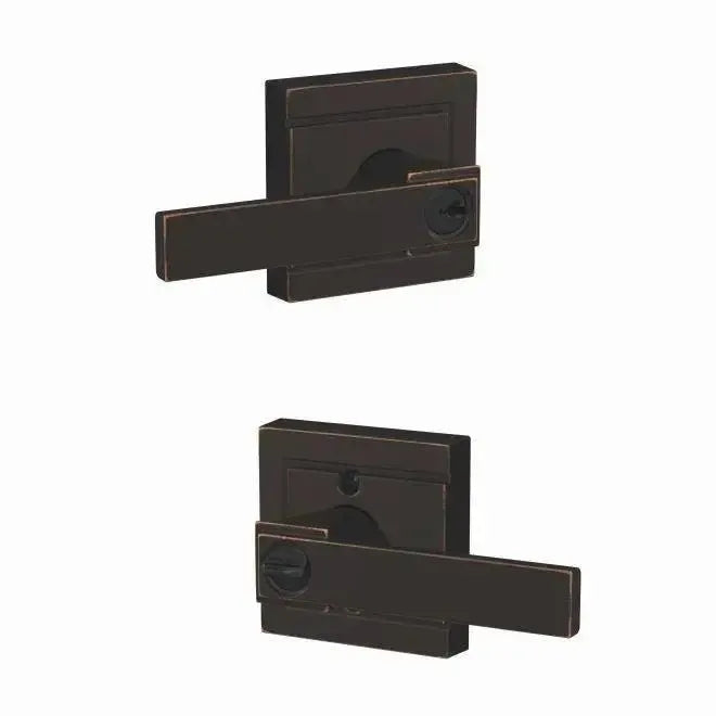 Schlage Custom Northbrook Lever with Upland Rosette in Aged Bronze finish