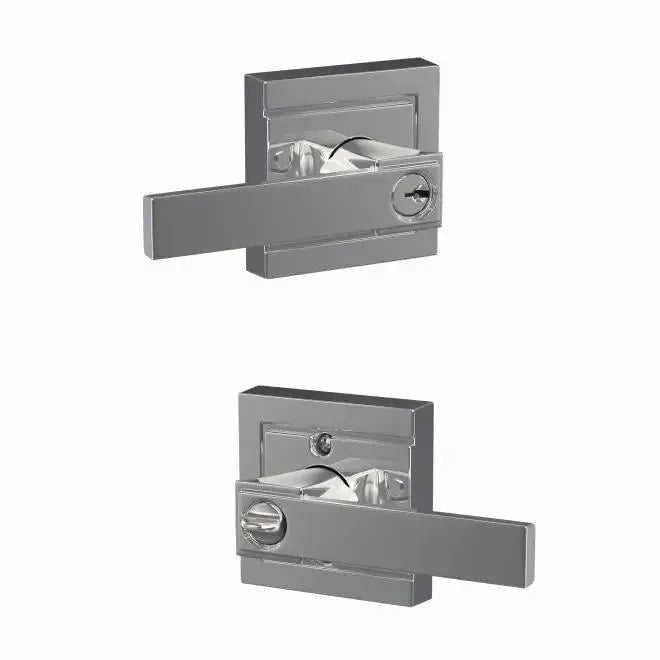 Schlage Custom Northbrook Lever with Upland Rosette in Bright Chrome finish