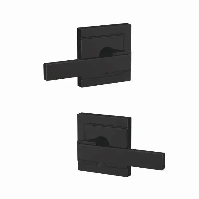 Schlage Custom Northbrook Lever with Upland Rosette in Flat Black finish