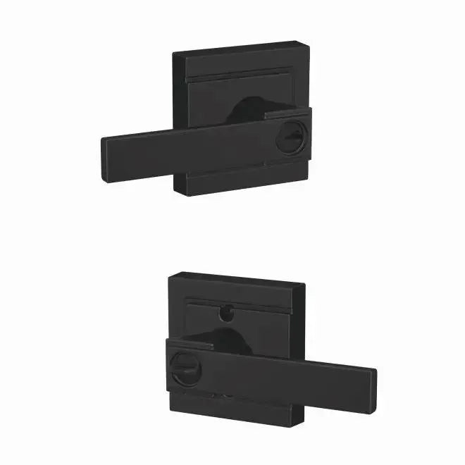 Schlage Custom Northbrook Lever with Upland Rosette in Flat Black finish