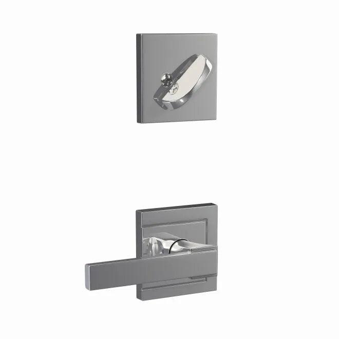 The Schlage Custom Northbrook Lever With Upland Rosette Interior Active Trim - Exterior Handleset Sold Separately in Bright Chrome finish
