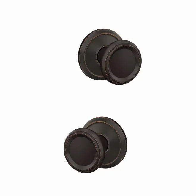 Schlage Custom Passage and Privacy Offerman Knob with Alden Rosette Aged Bronze