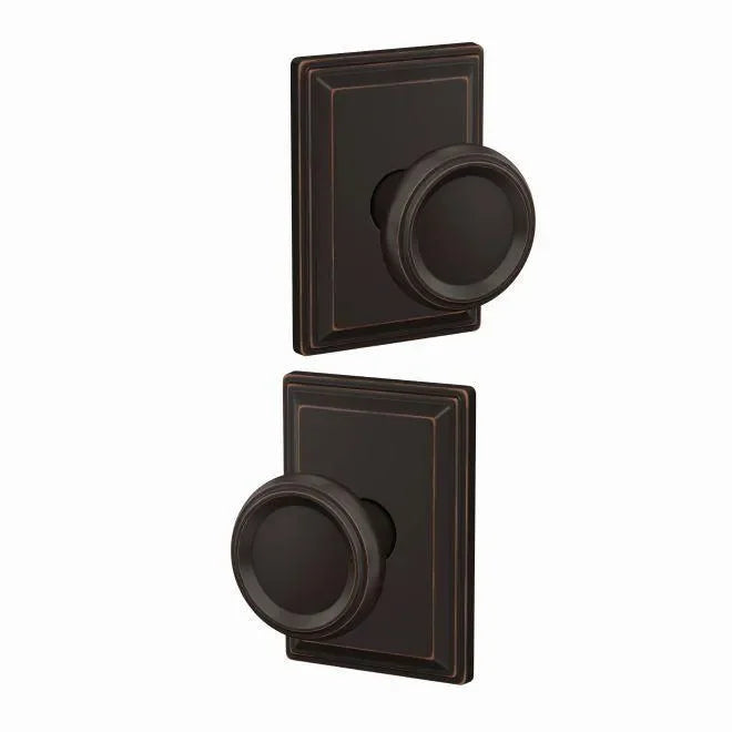 Schlage Custom Passage and Privacy Offerman Knob with Grandville Rosette Aged Bronze