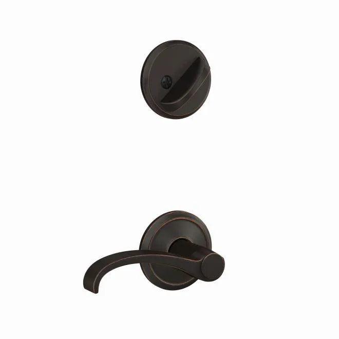 Schlage Custom Whitney Lever With Alden Rosette Interior Active Trim - Exterior Handleset Sold Separately in Aged Bronze finish