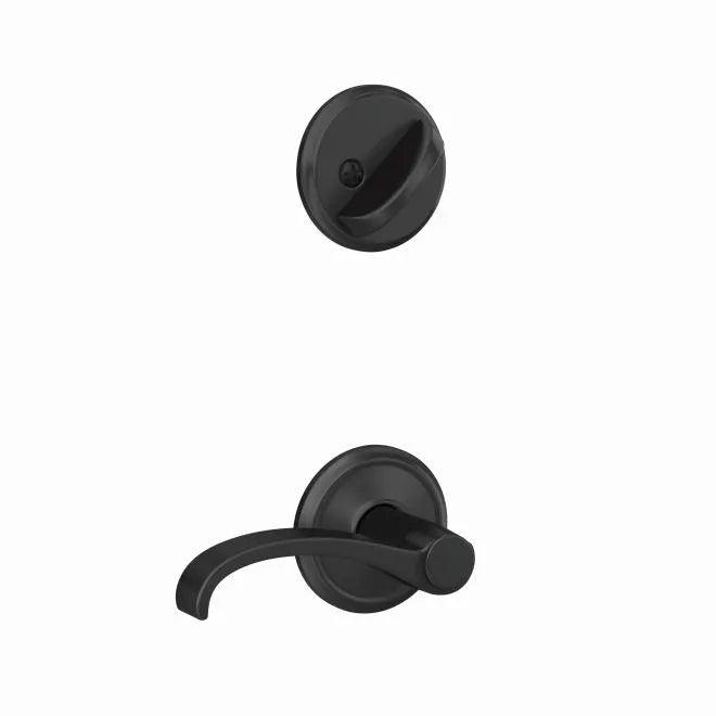 Schlage Custom Whitney Lever With Alden Rosette Interior Active Trim - Exterior Handleset Sold Separately in Flat Black finish