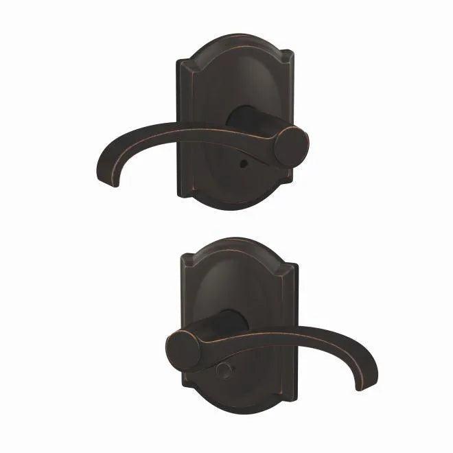 Schlage Custom Whitney Lever with Camelot Rosette Aged Bronze