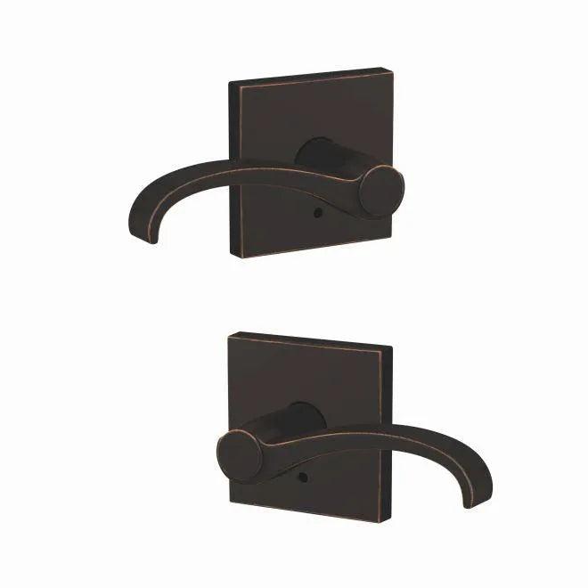 Schlage Custom Whitney Lever with Collins Rosette Aged Bronze