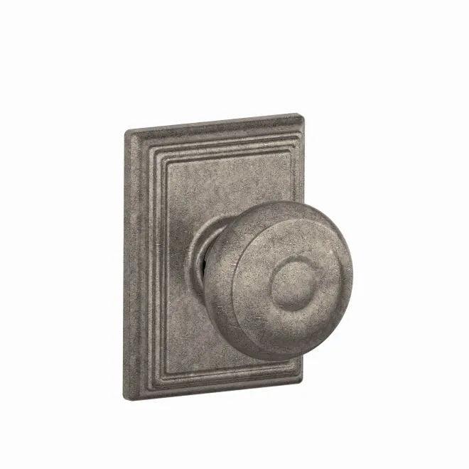 Schlage Georgian Passage Knob With Addison Rosette in Distressed Nickel finish